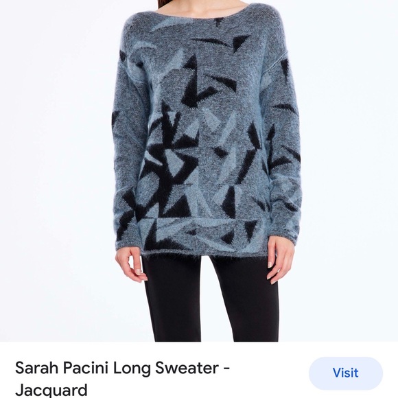 BRAND NEW Sarah Pacini long sweater Jacquard light blue OS - Picture 1 of 3